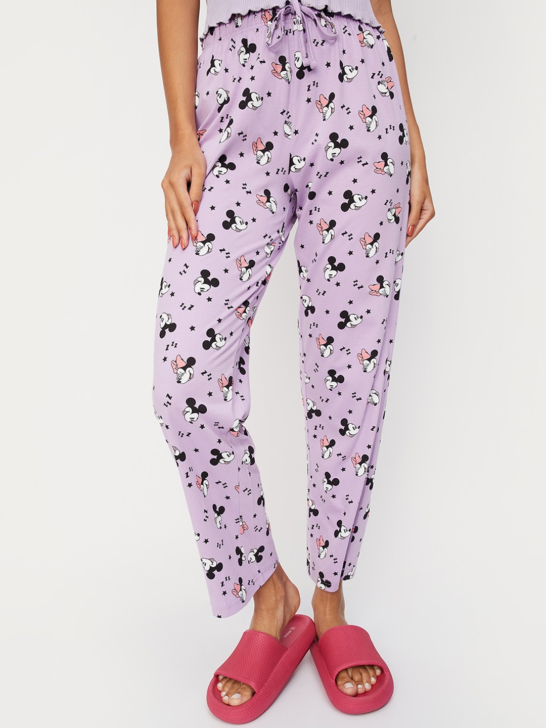 

Max Women Mickey & Minnie Printed Pure Cotton Pyjamas, Purple
