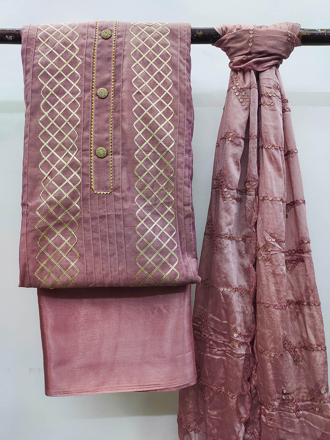 

MANVAA-Coloured Unstitched Dress Material, Taupe