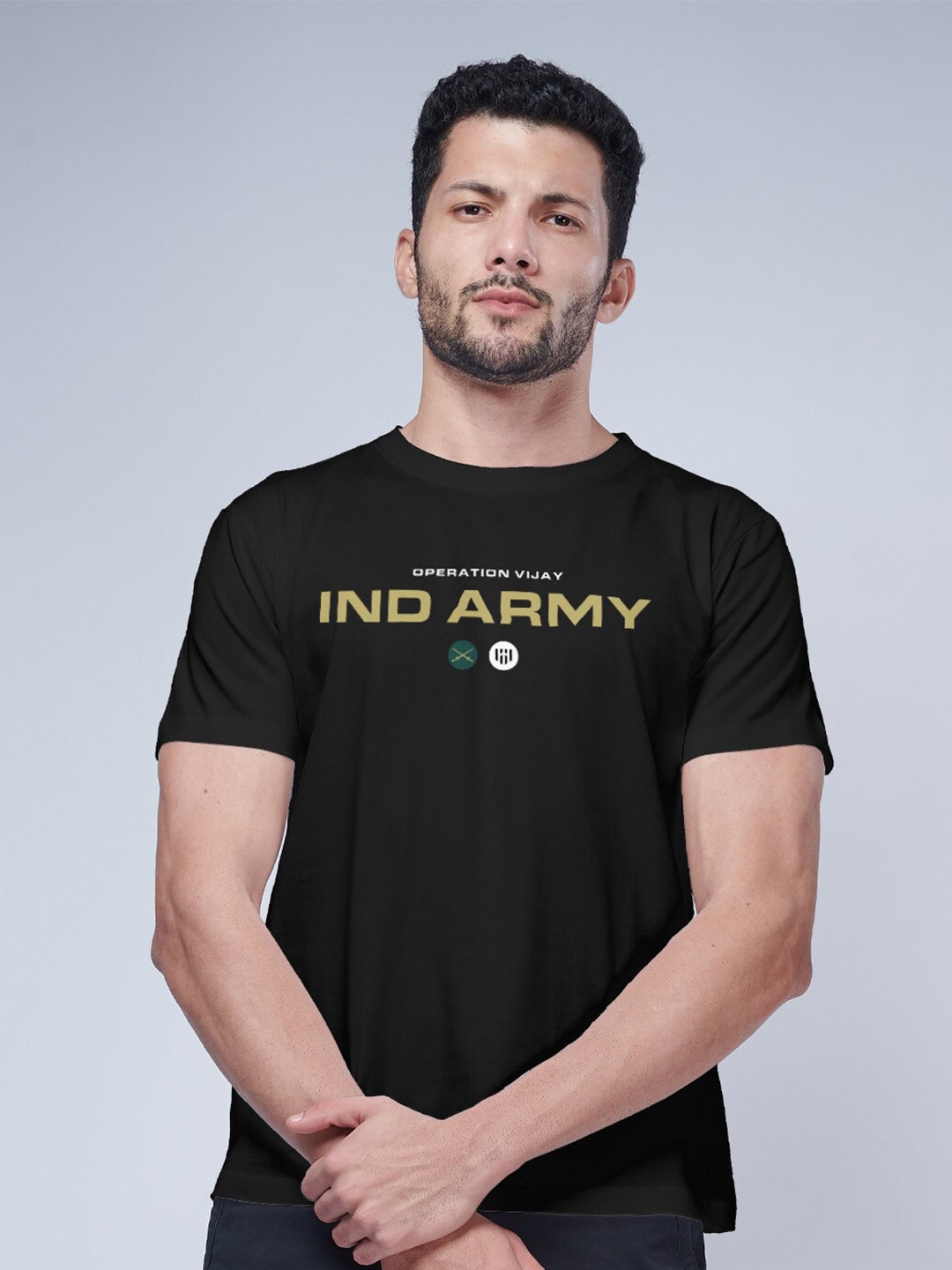 

Aero Armour Typography Printed Round Neck Regular Fit Cotton Casual Shirt, Black