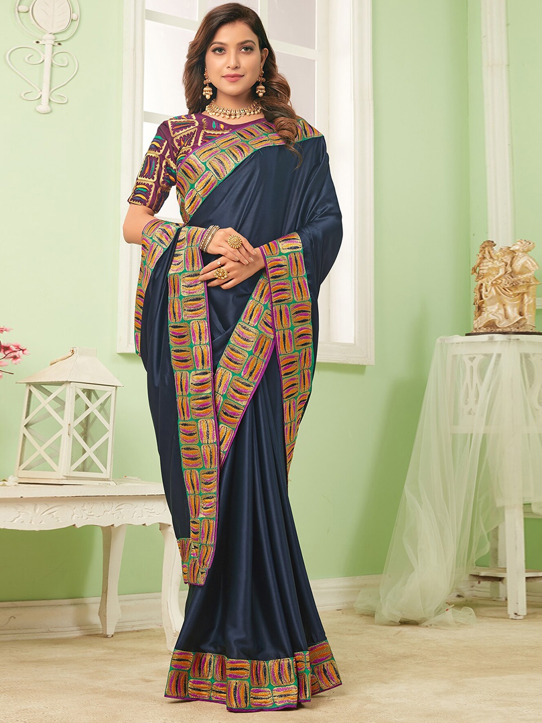 

KALINI Woven Design Saree, Blue