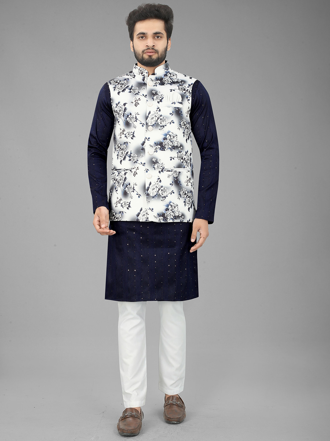 

N N ENTERPRISE Men Woven Design Nehru Jackets, White