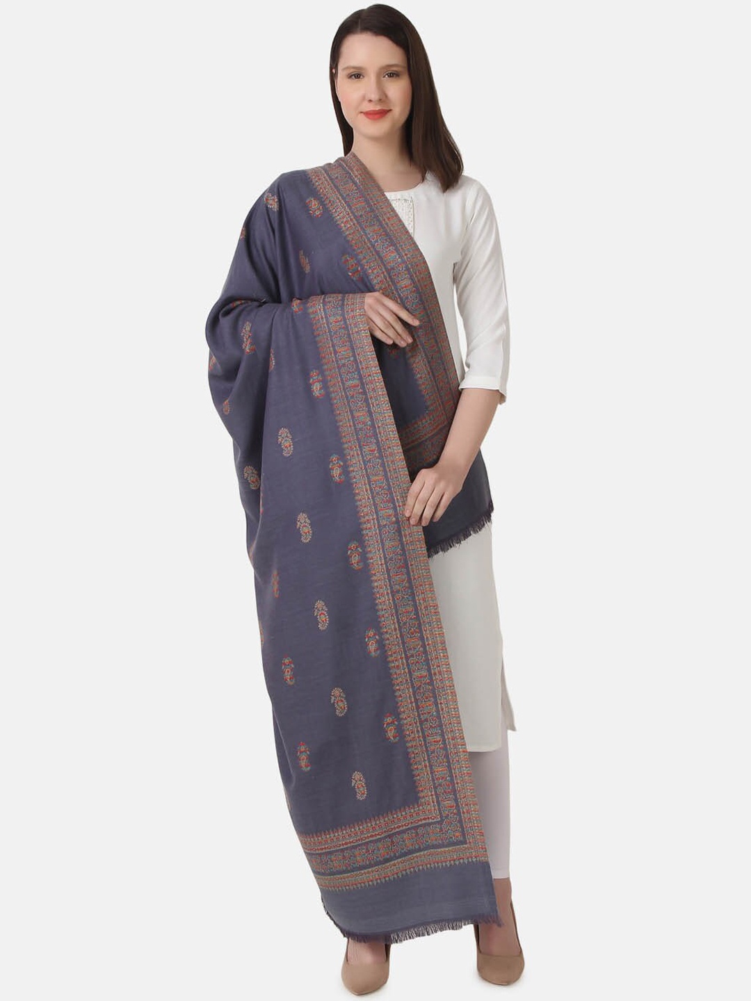 

EVAZ Woven Design Acrylic Shawl, Grey