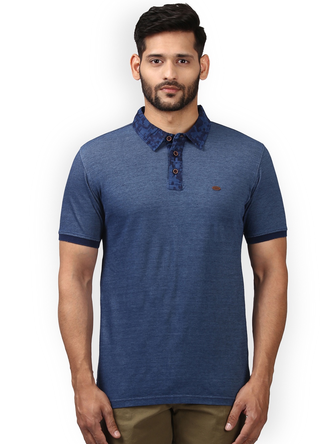 

ColorPlus Men Blue Solid Polo Collar T-shirt