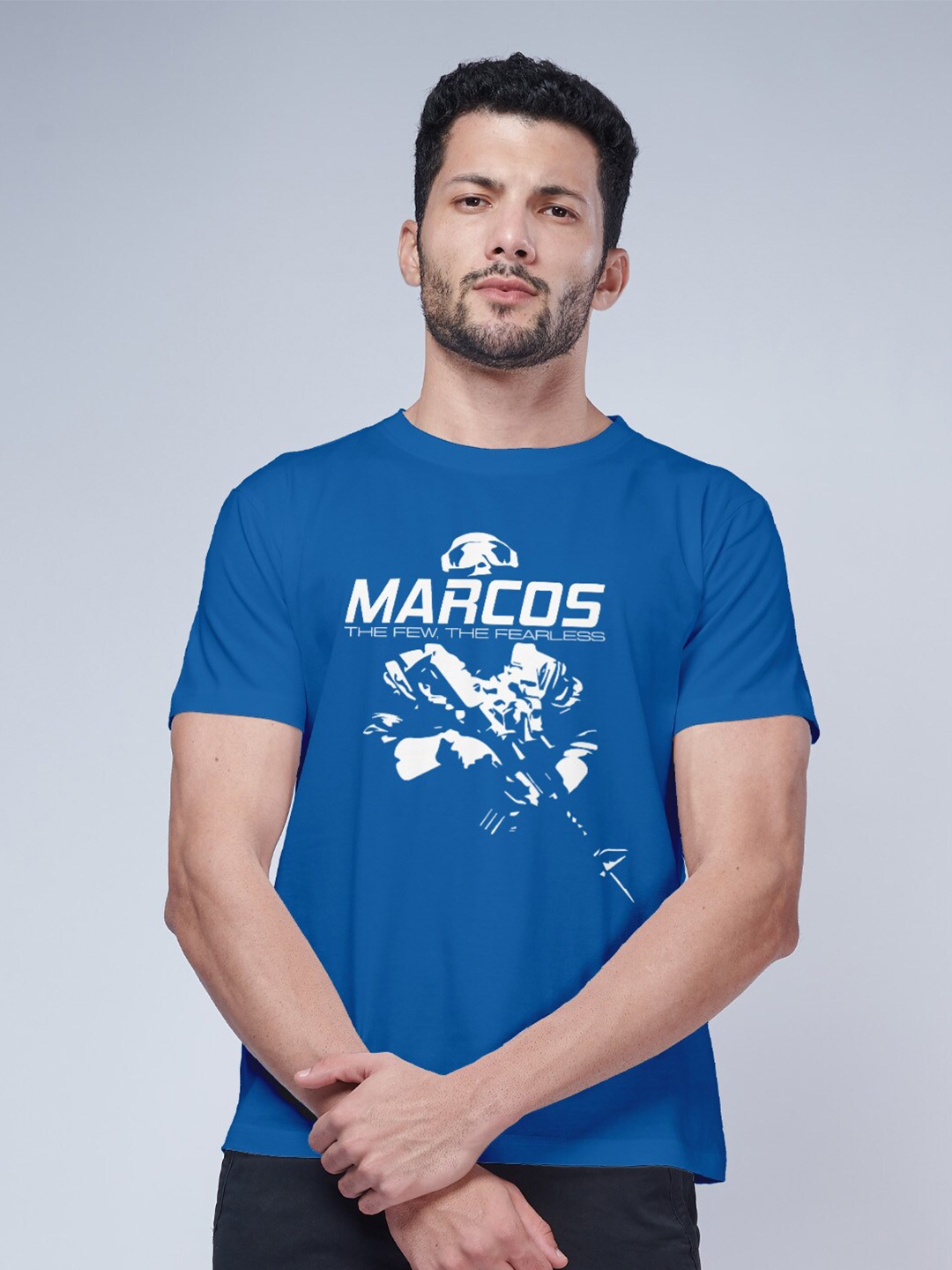 

Aero Armour Typography Printed Round Neck Regular Fit Cotton Casual Shirt, Blue