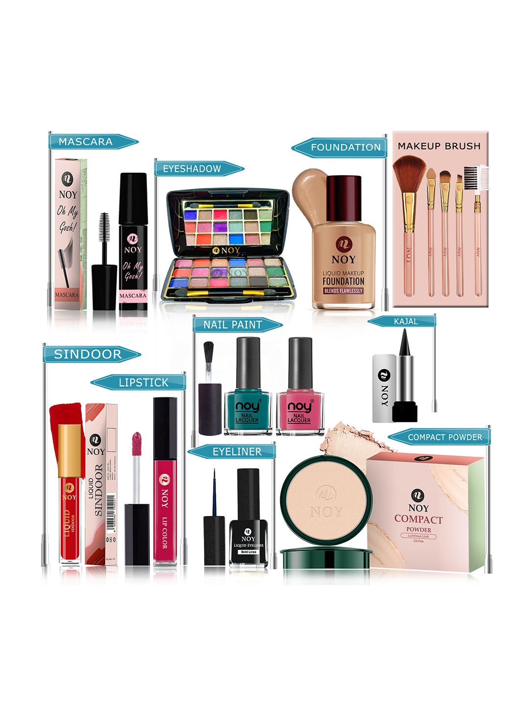 

NOY Set Of 15 Makeup Combo Essentials Gift Set 118.7ml YN196, Magenta