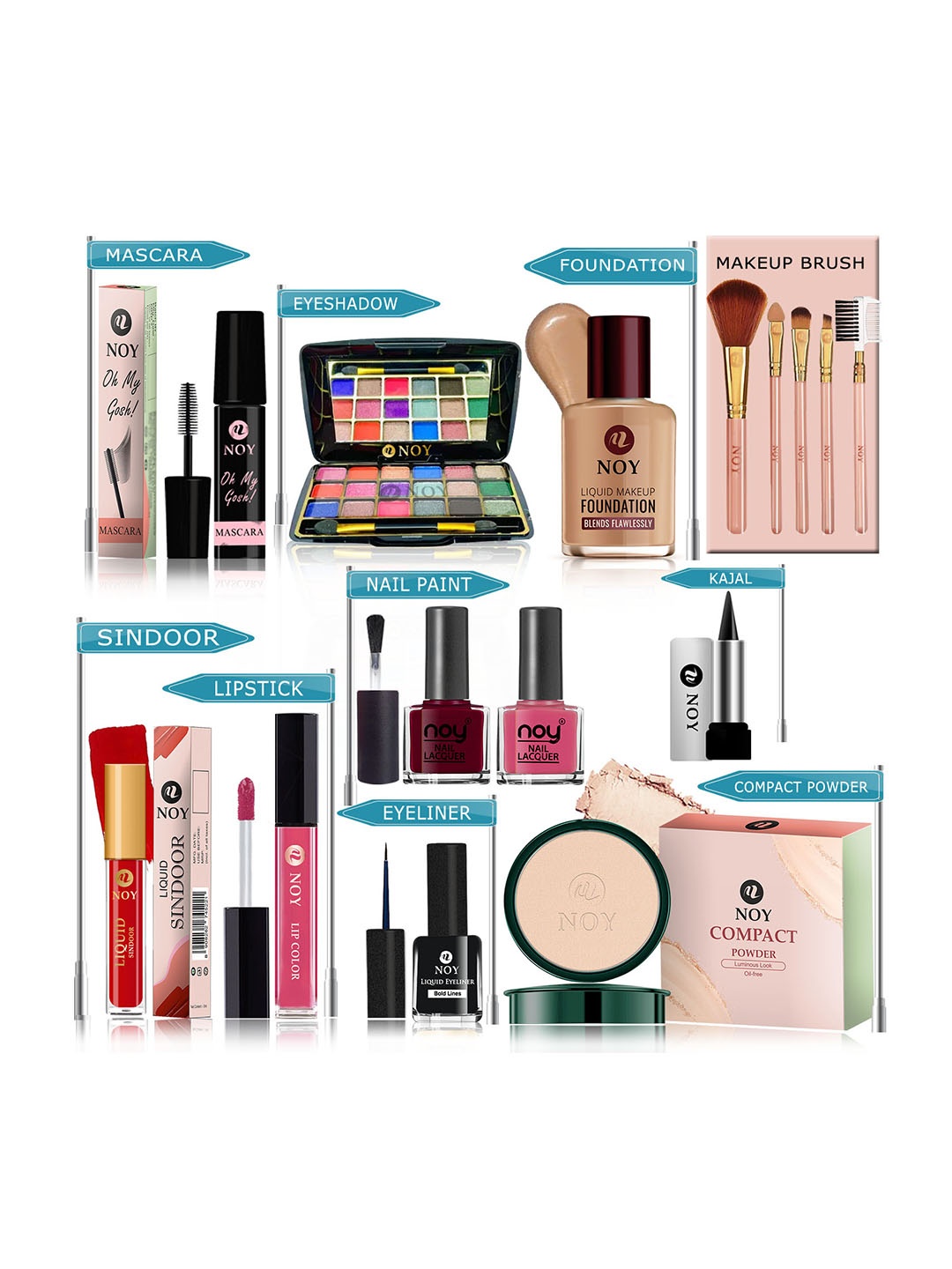 

NOY Set Of 15 Makeup Combo Mystique Gift Set- 118.7ml - #YN206, Peach