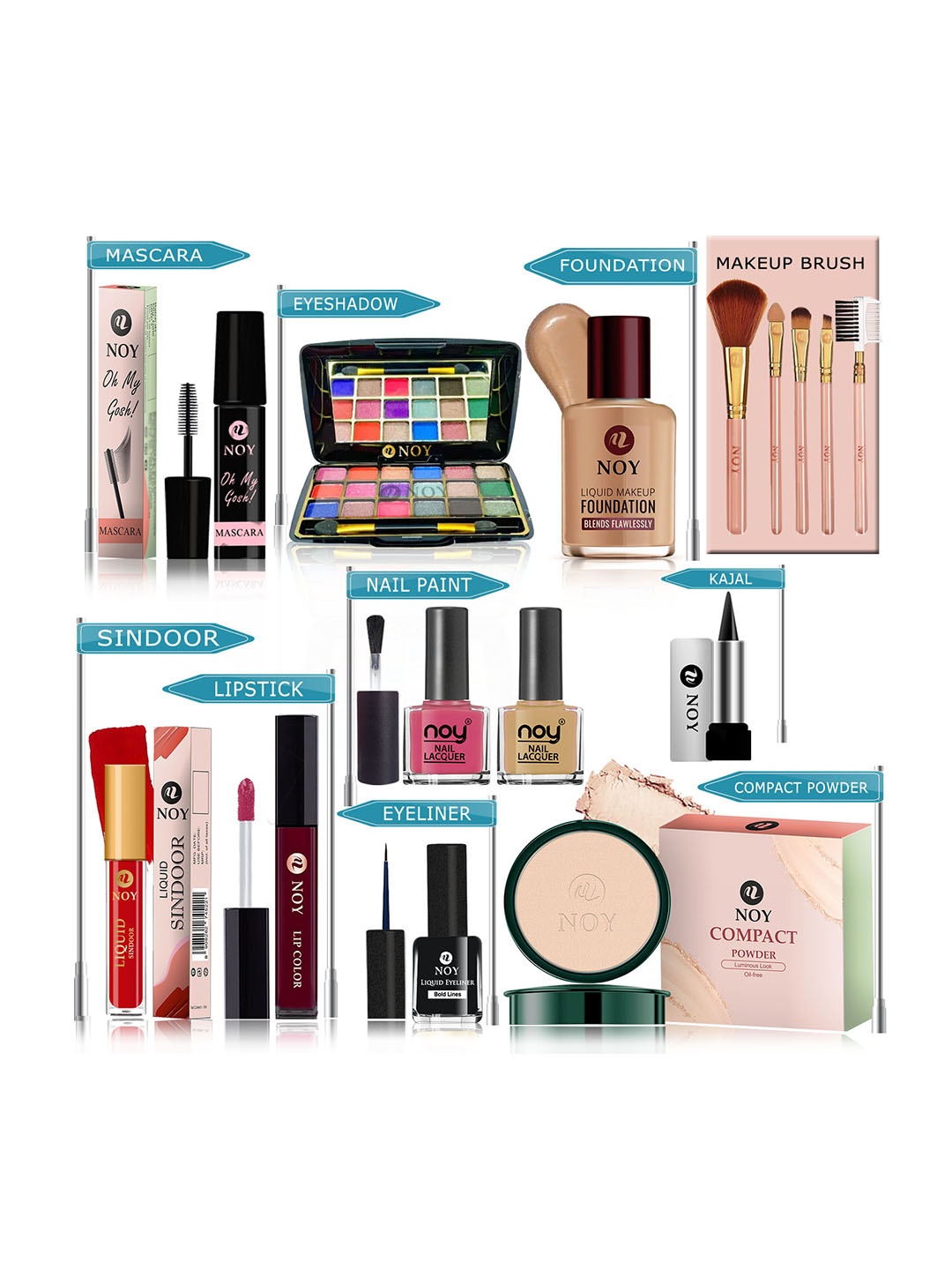 

NOY Set Of 15 Makeup Combo Divine Gift Set- 118.7ml - #YN107, Maroon