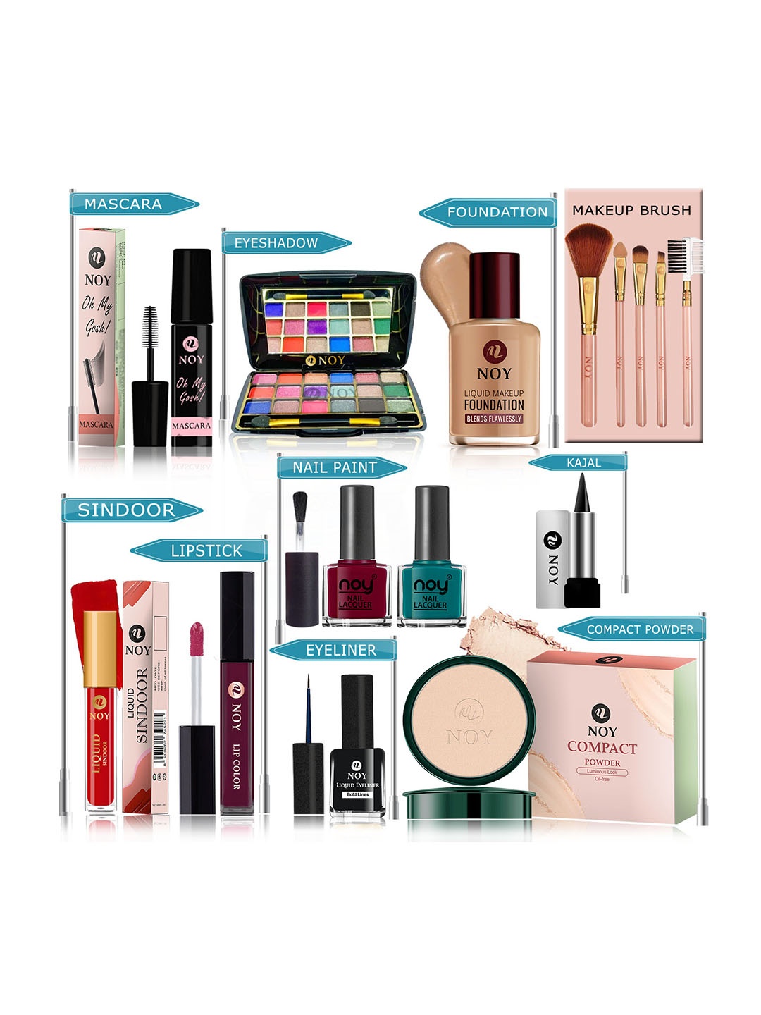 

NOY Set Of 15 Makeup Combo Mystique Gift Set- 118.7ml -#YN285, Burgundy