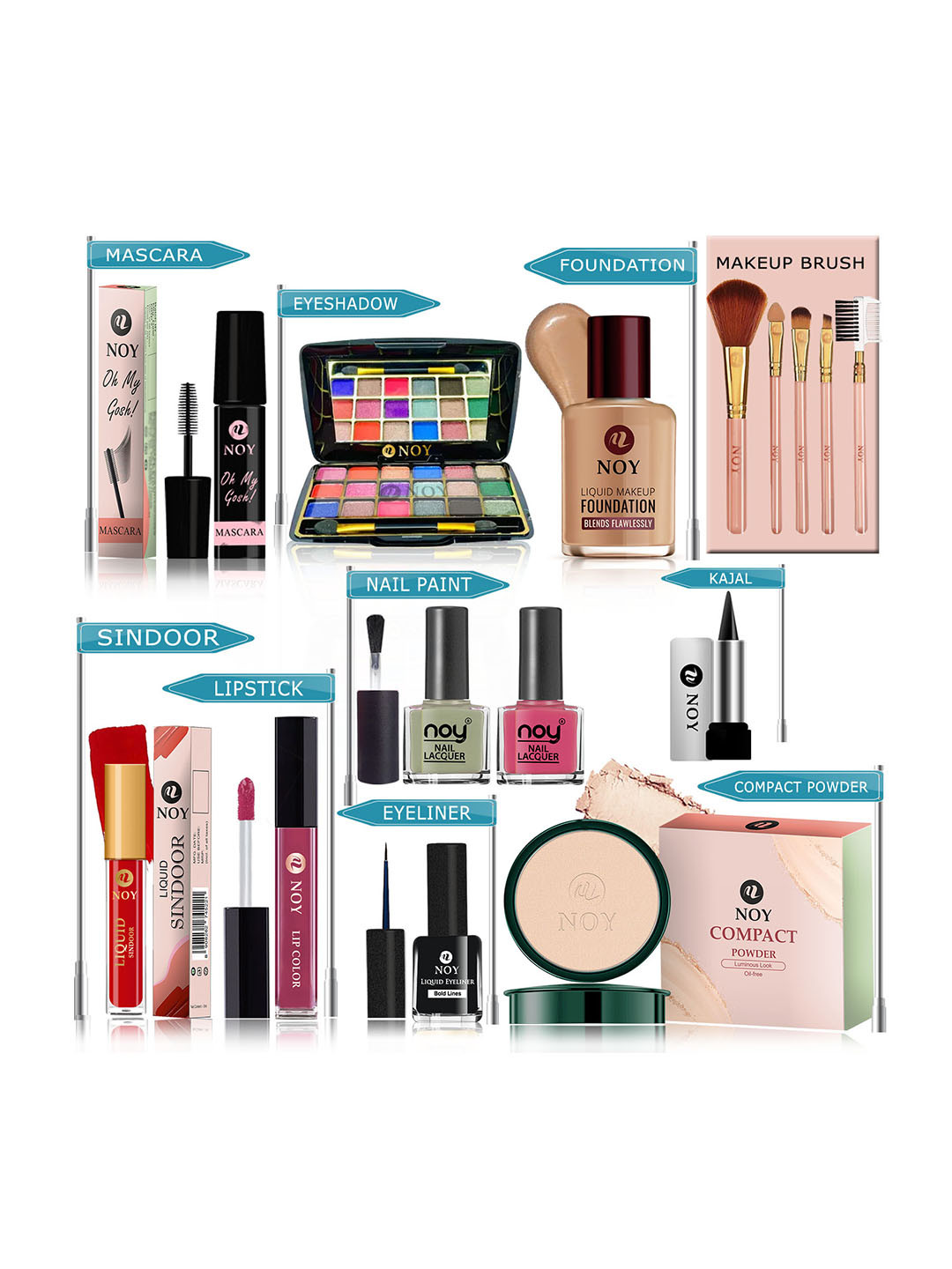 

NOY Set Of 15 Makeup Combo Mystique Gift Set- 118.7ml -#YN226, Purple
