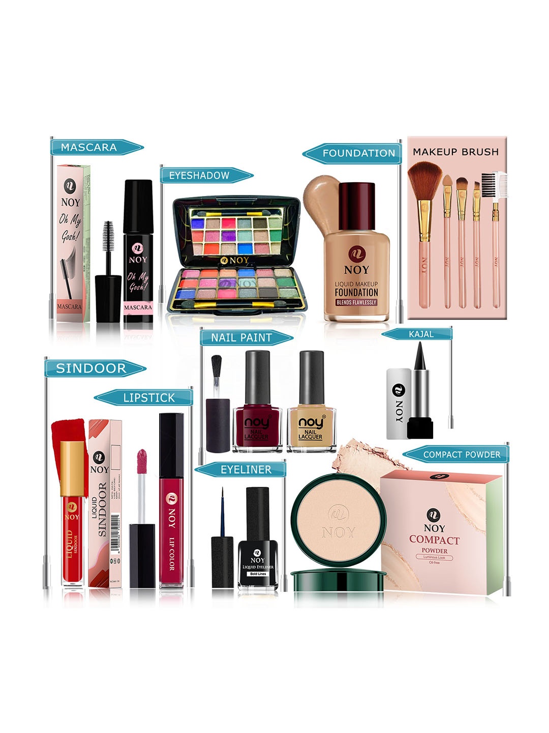 

NOY Set Of 15 Makeup Combo Illumination Gift Set- #YN127, Pink