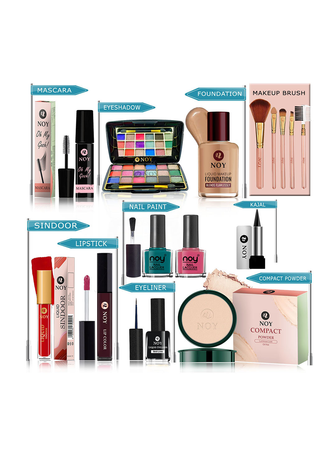 

NOY Set Of 15 Makeup Combo Marvel Gift Set-#YN193, Coffee brown
