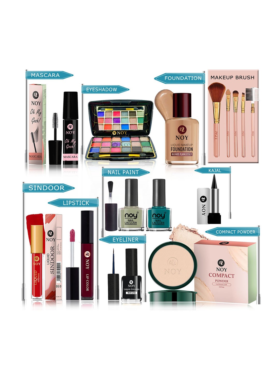 

NOY Set Of 15 Makeup Combo Essentials Gift Set-#YN299, Maroon