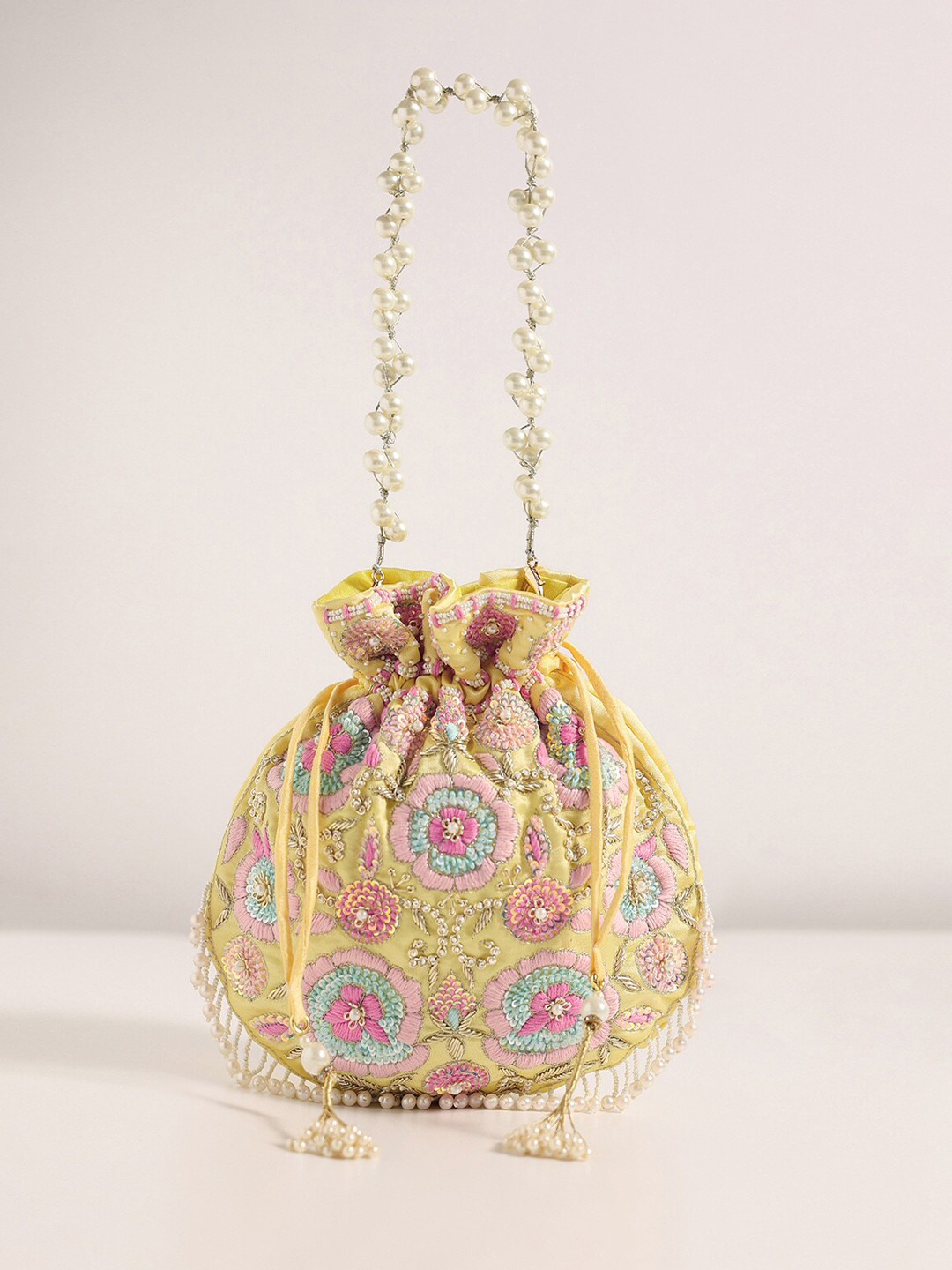 

KALKI Fashion Embroidered Potli Clutch, Gold