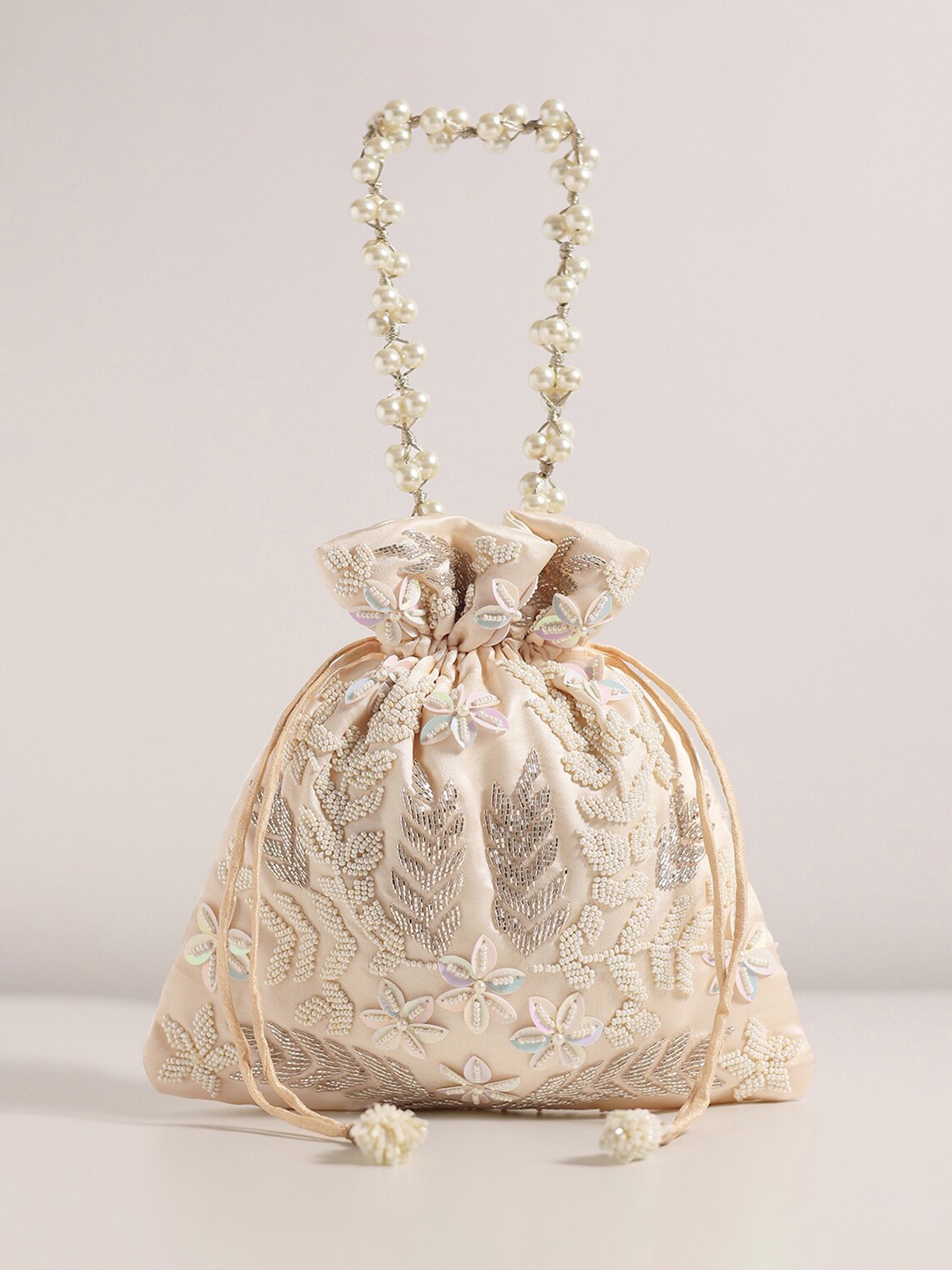 

KALKI Fashion Embroidered Potli Clutch, Gold
