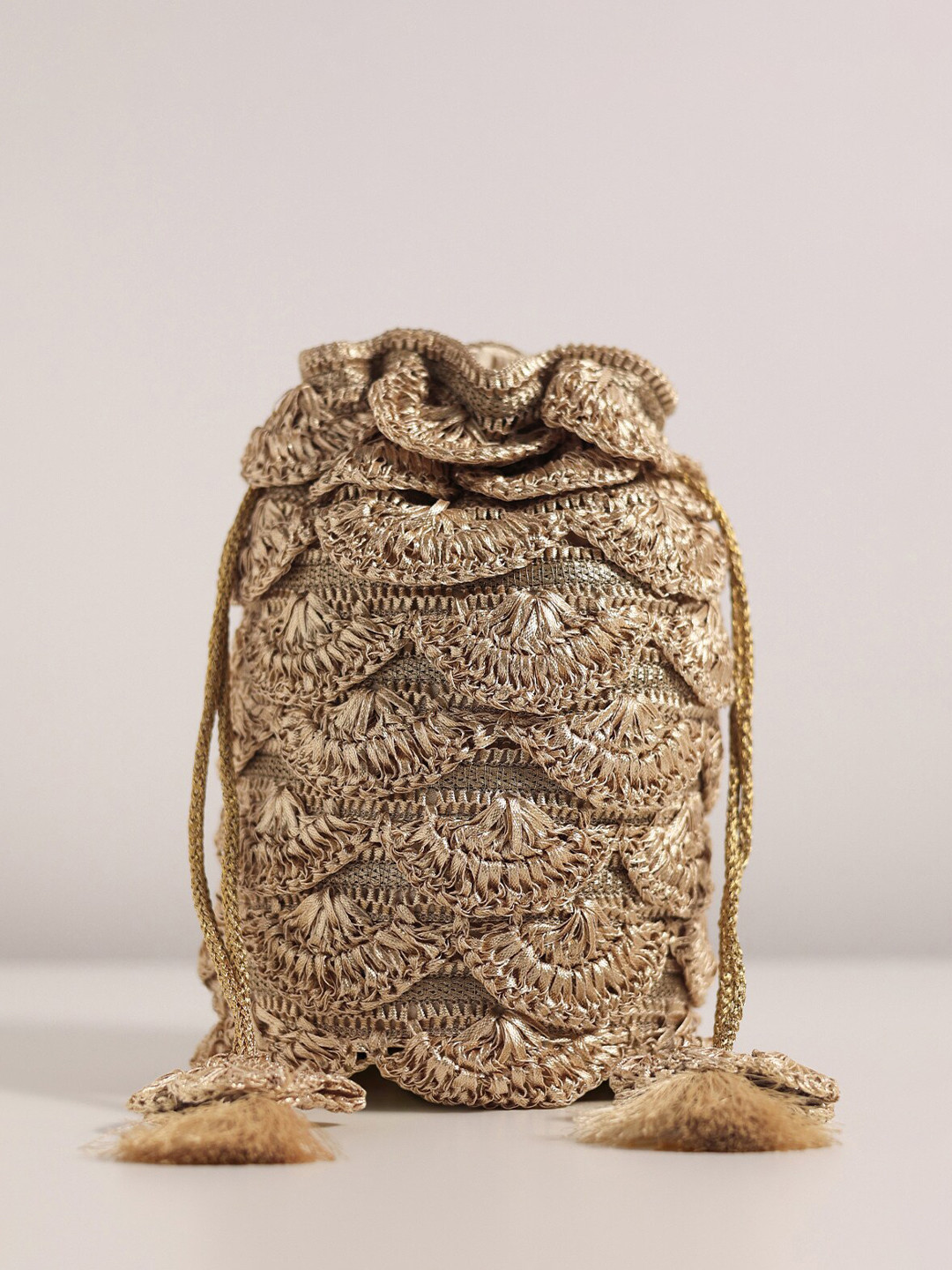 

KALKI Fashion Embroidered Potli Clutch, Gold