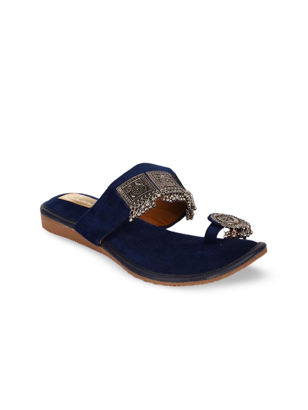 

The Desi Dulhan Embellished Ethnic One Toe Flats, Navy blue