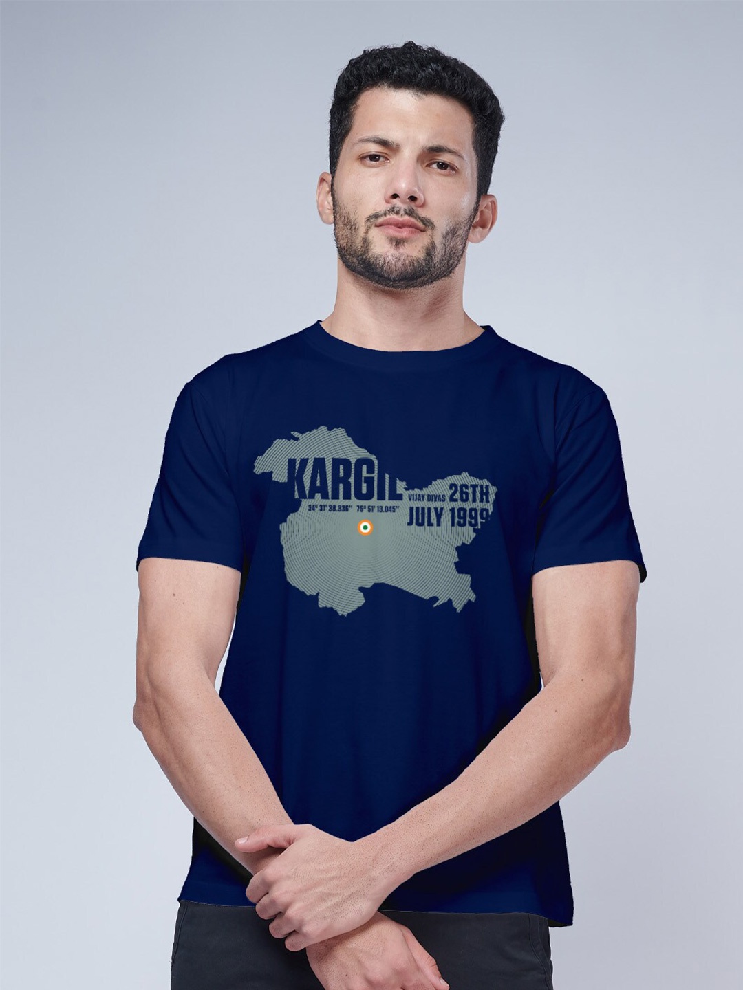 

Aero Armour Typography Printed Round Neck Regular Fit Cotton Casual Shirt, Navy blue
