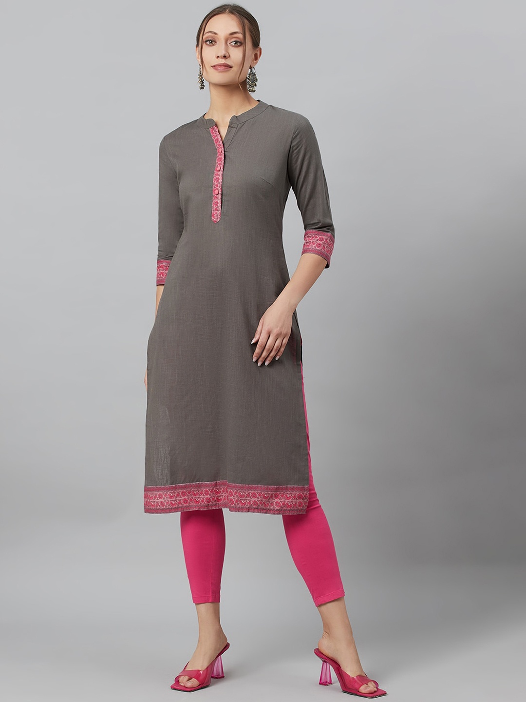 

AKS Band Collar Regular Kurta, Grey
