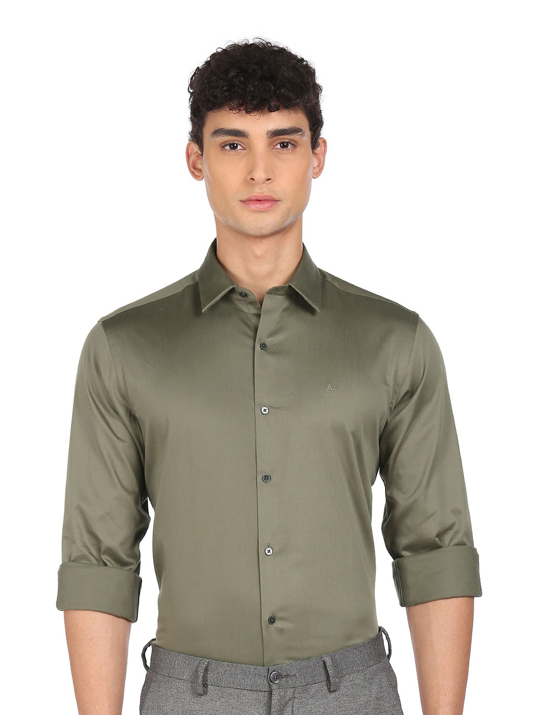 

Arrow Men Spread Collar Cotton Casual Shirt, Green