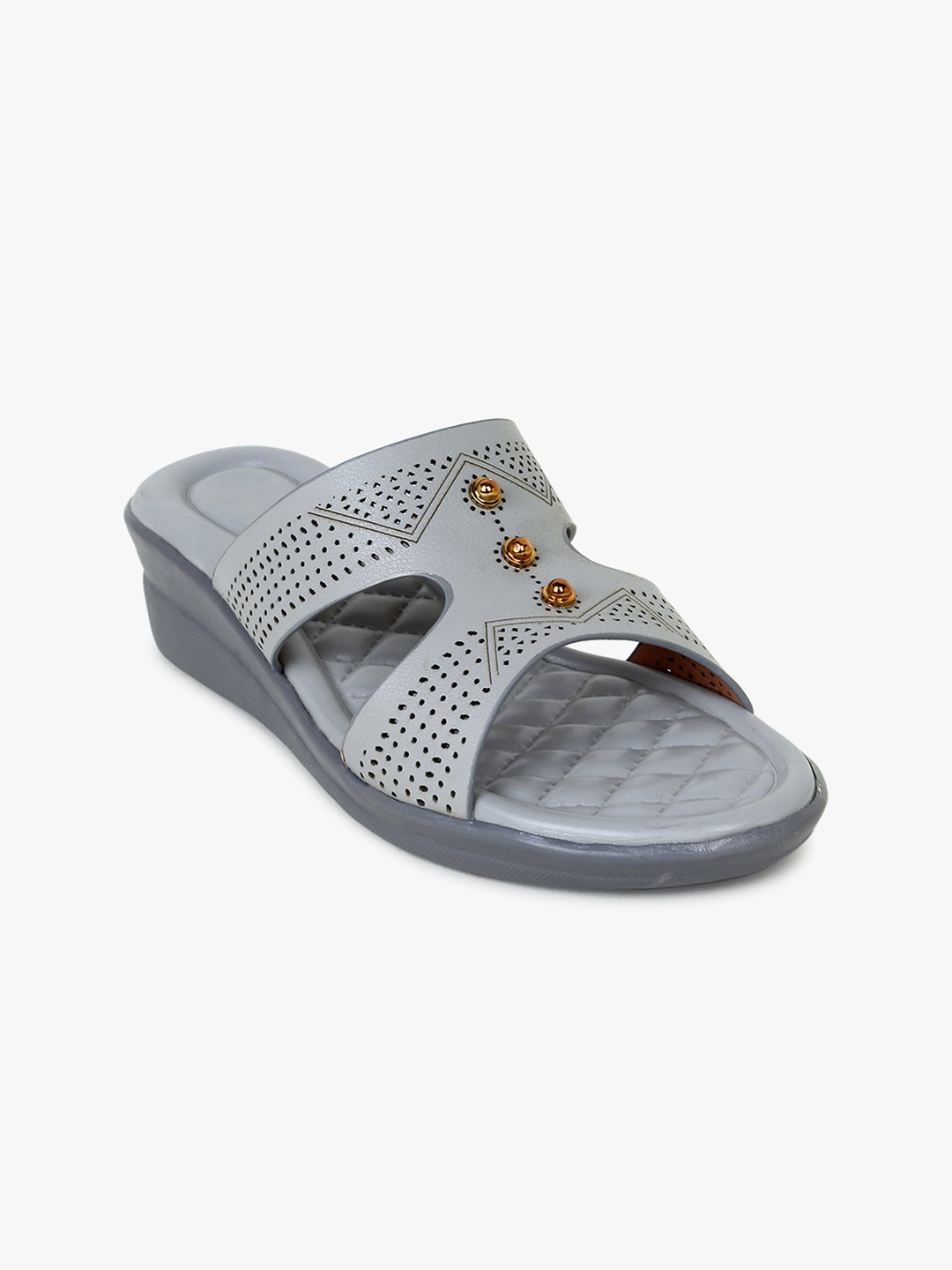 

Glitzy Galz Textured Open Toe Comfort Heels, Grey