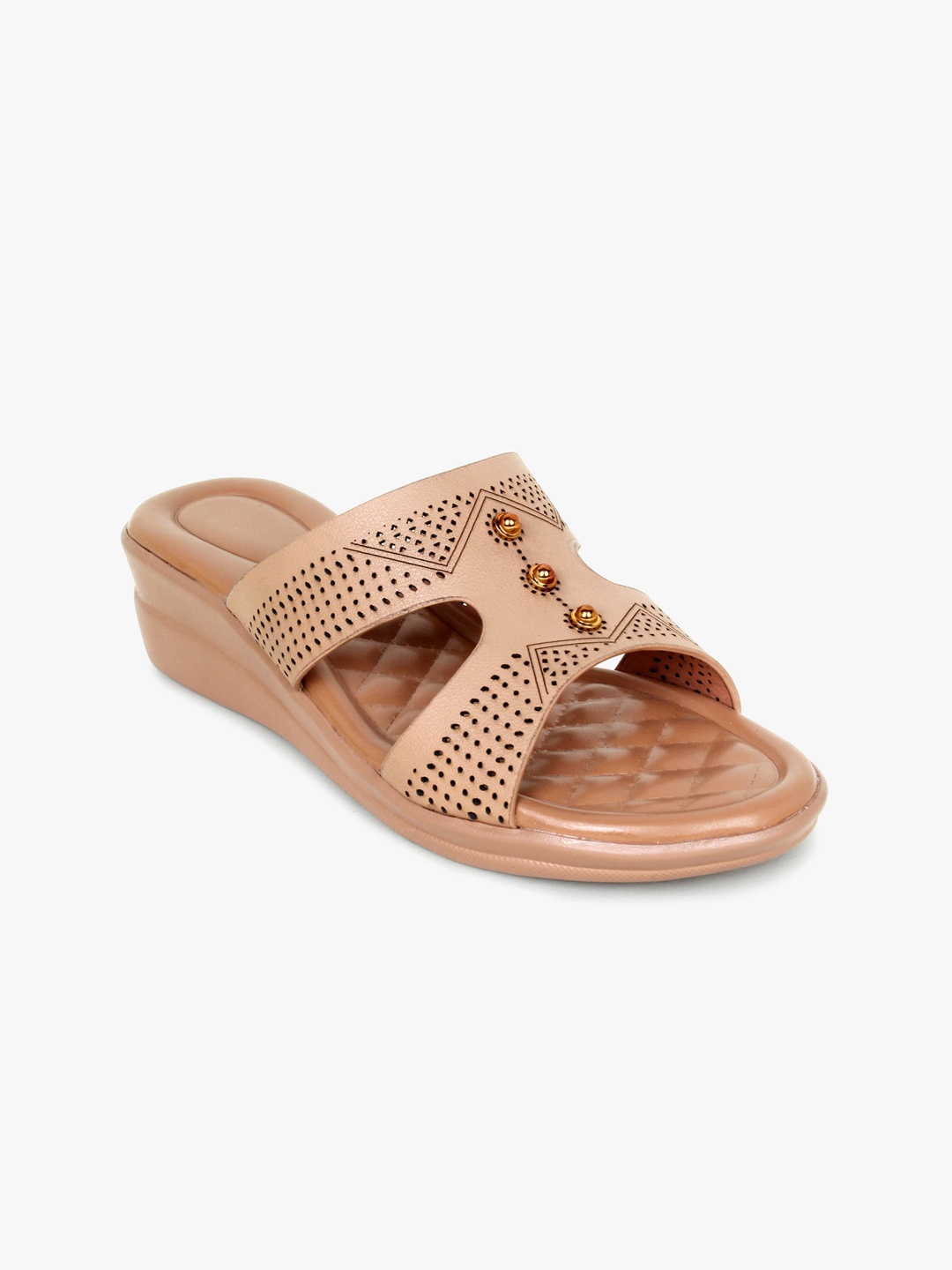 

Glitzy Galz Textured Open Toe Wedges, Beige
