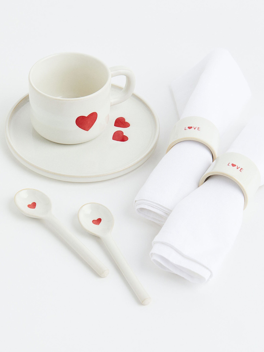 

H&M White & Red Stoneware Cup