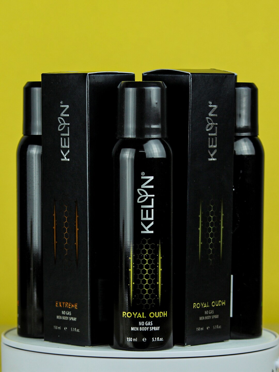 

KELYN Men Royal Oudh Long Lasting & No Gas Deodorant Spray 150ml Each, Black