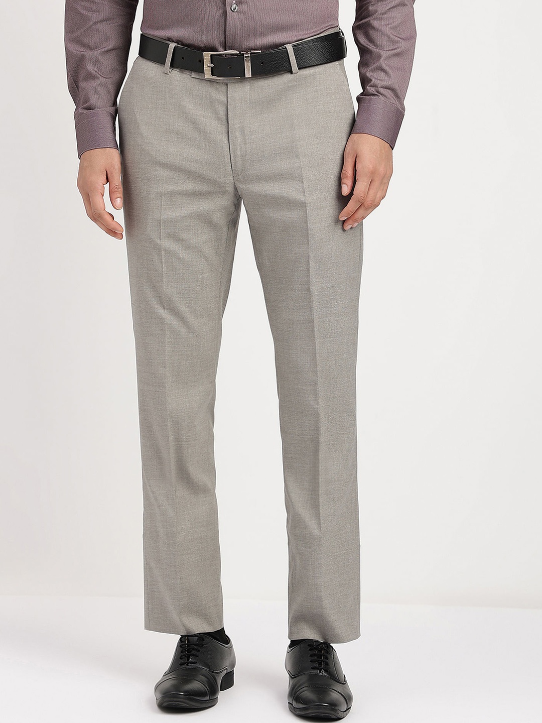 

Arrow Arrow Men Flat Front Mid-Rise Formal Trousers, Grey