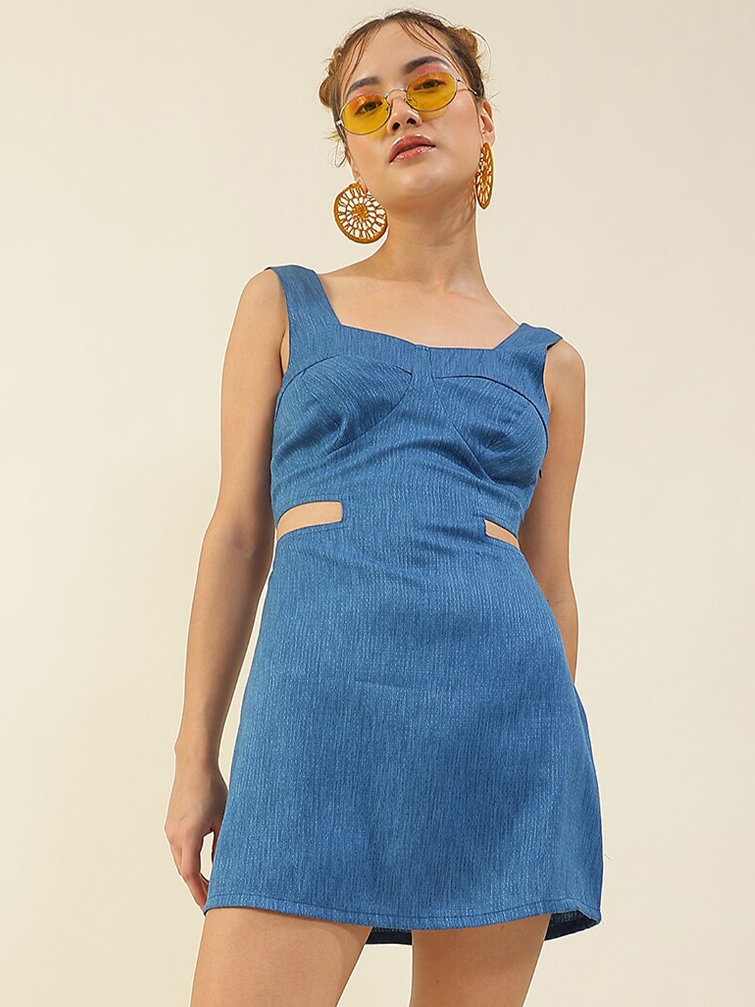 

Virgio Shoulder Strap Sleeveless Cut-Outs Dress, Blue