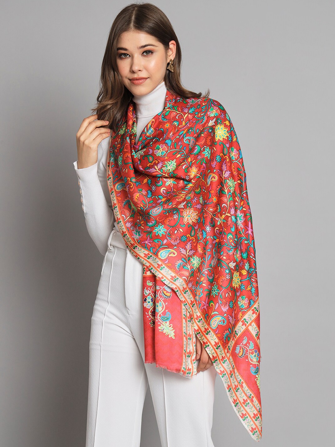 

MODARTA Floral Printed Shawl, Red