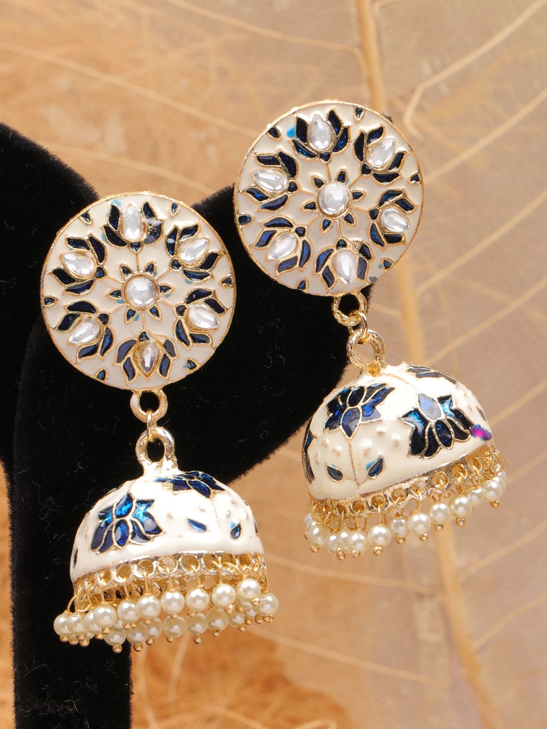 

Crunchy Fashion Gold Plated Dome Shaped Jhumkas