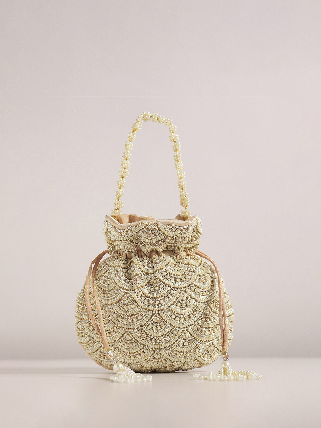 

KALKI Fashion Embroidered Potli Clutch, Gold