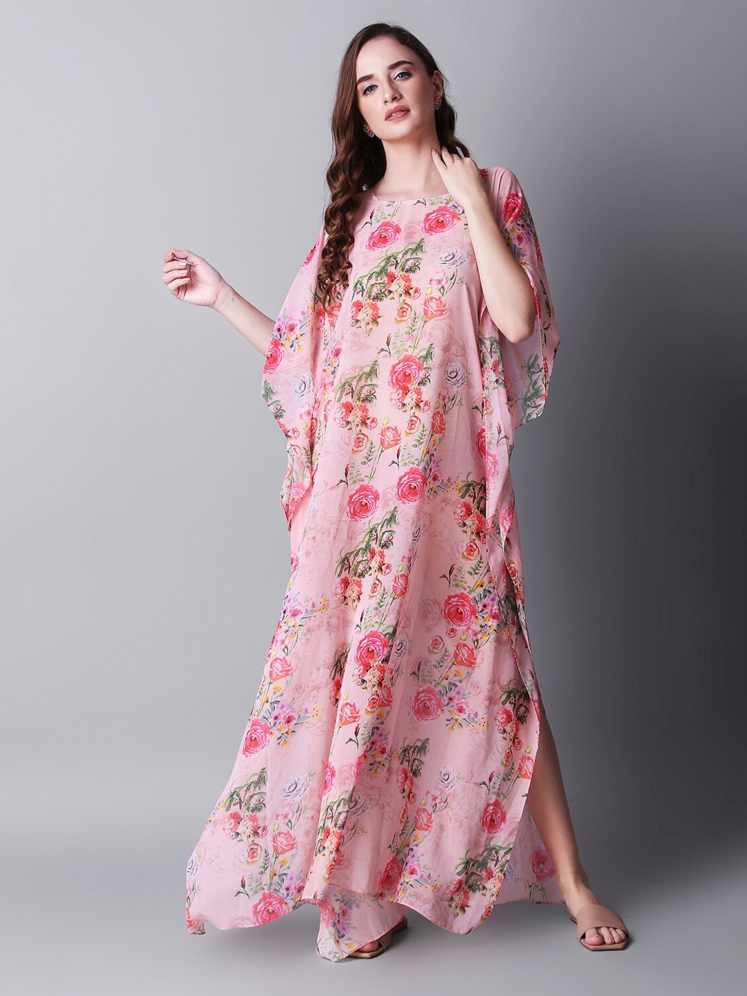 

Rajoria Instyle Floral Printed Kaftan Maxi Dress, Pink