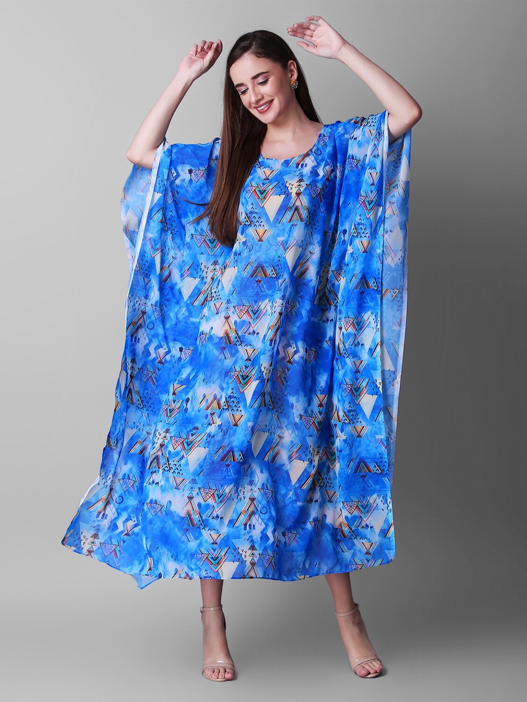 

Rajoria Instyle Geometric Printed Swimwear Cover-Ups Top, Blue