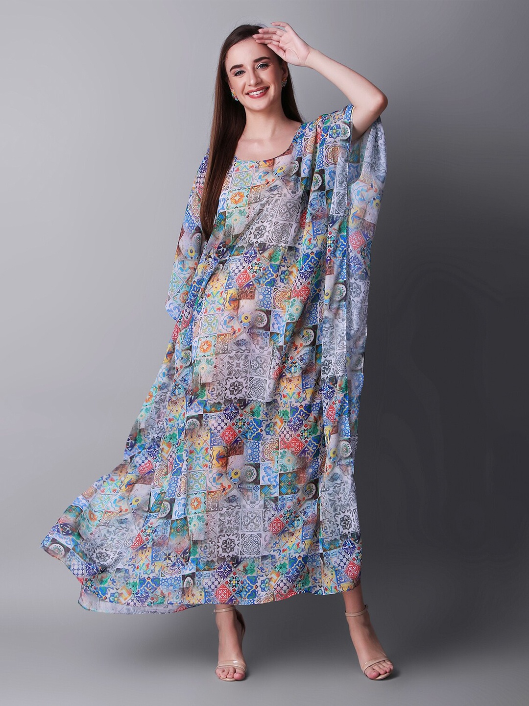 

Rajoria Instyle Abstract Printed Kaftan Maxi Dress, Blue