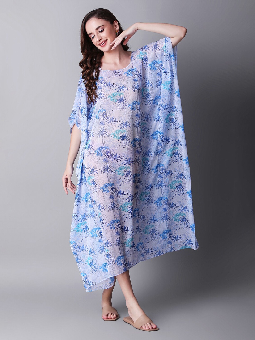 

Rajoria Instyle Floral Printed Kaftan Midi Dress, Blue