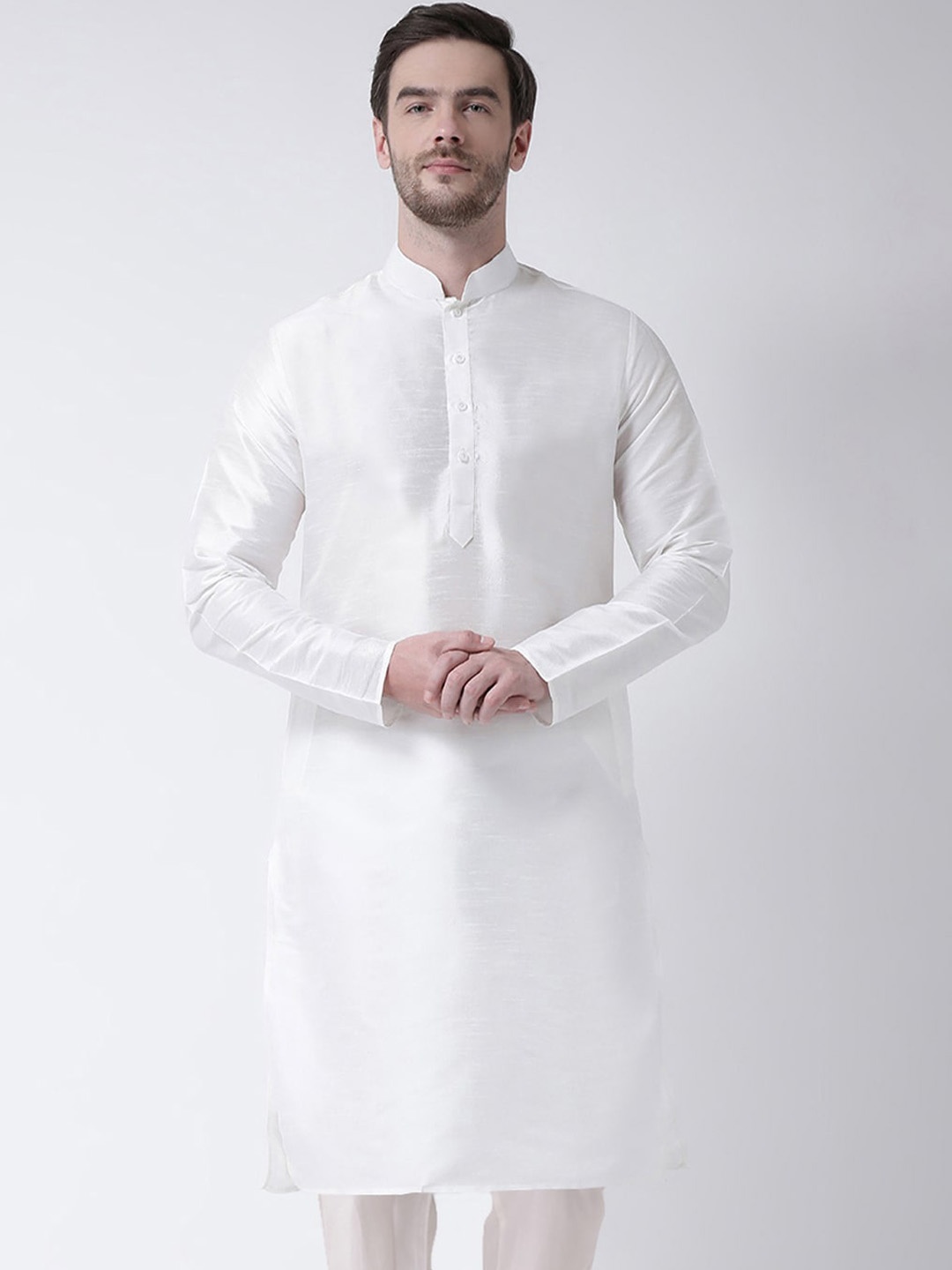 

SG LEMAN Mandarin Collar Straight Kurta, White