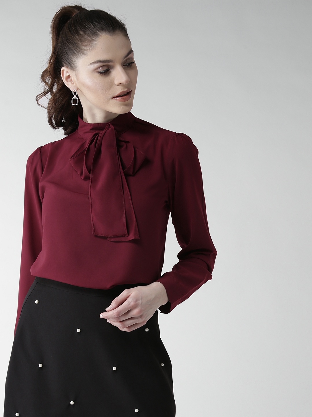 

20Dresses Women Maroon Solid Top with Tie-up
