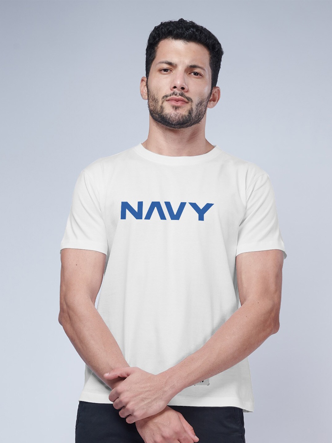 

Aero Armour Typography Printed Round Neck Regular Fit Cotton Casual Shirt, White