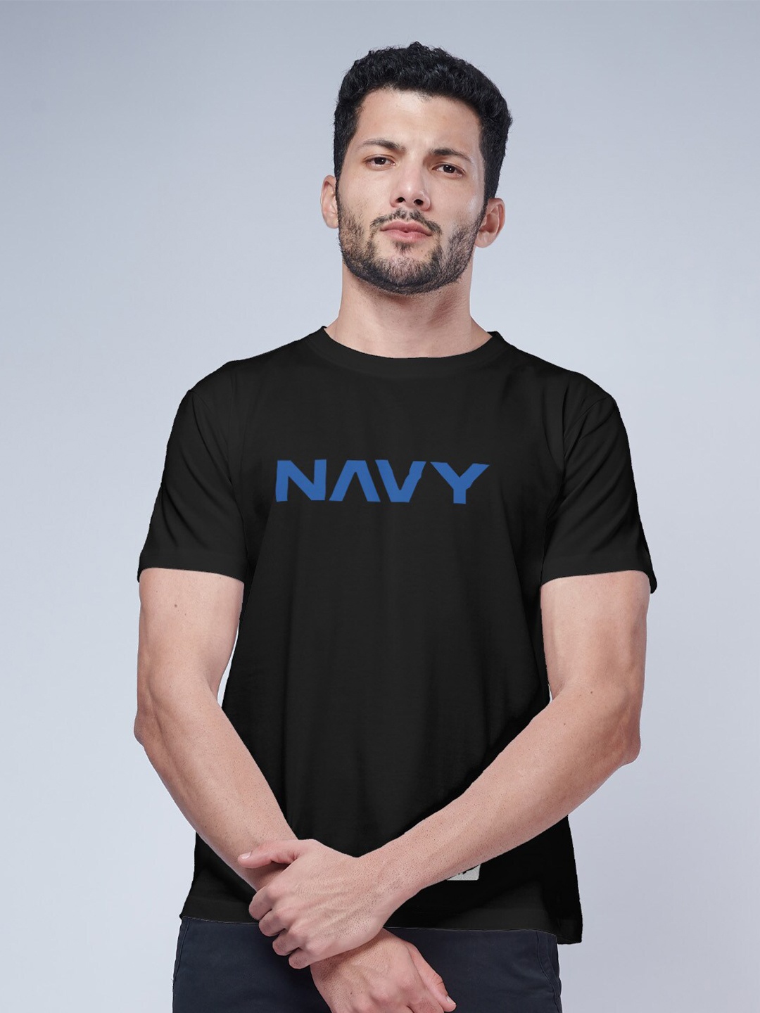 

Aero Armour Typography Printed Round Neck Regular Fit Cotton Casual Shirt, Black