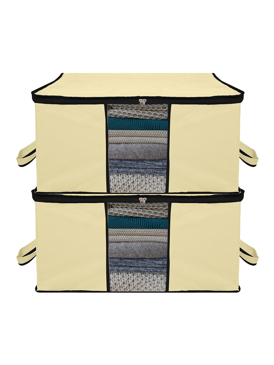 

Kuber Industries Cream-Colored 2 Pieces Large Underbed Storage Bag