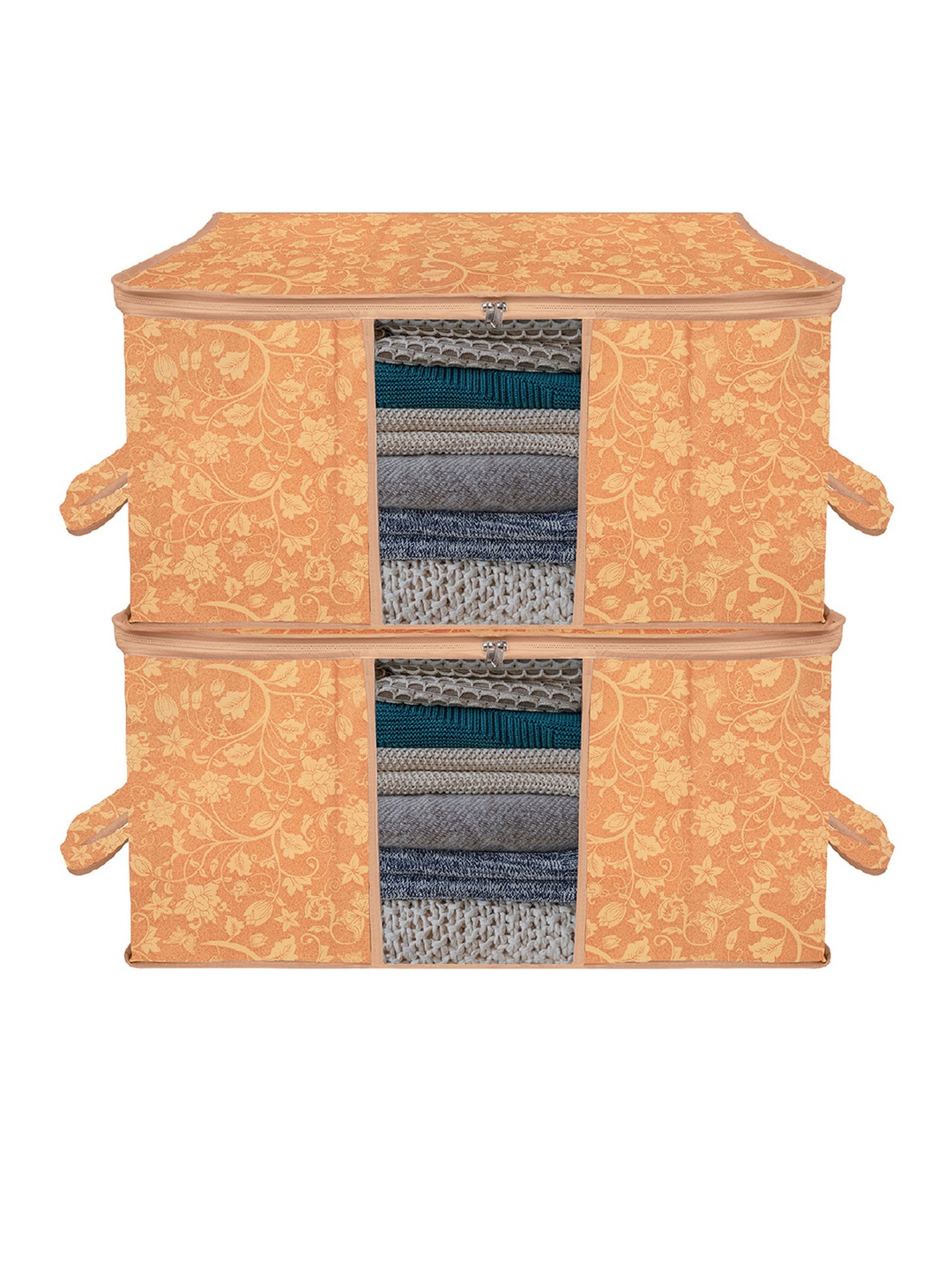 

Kuber Industries Peach 2-Pieces Printed Storage Organisers