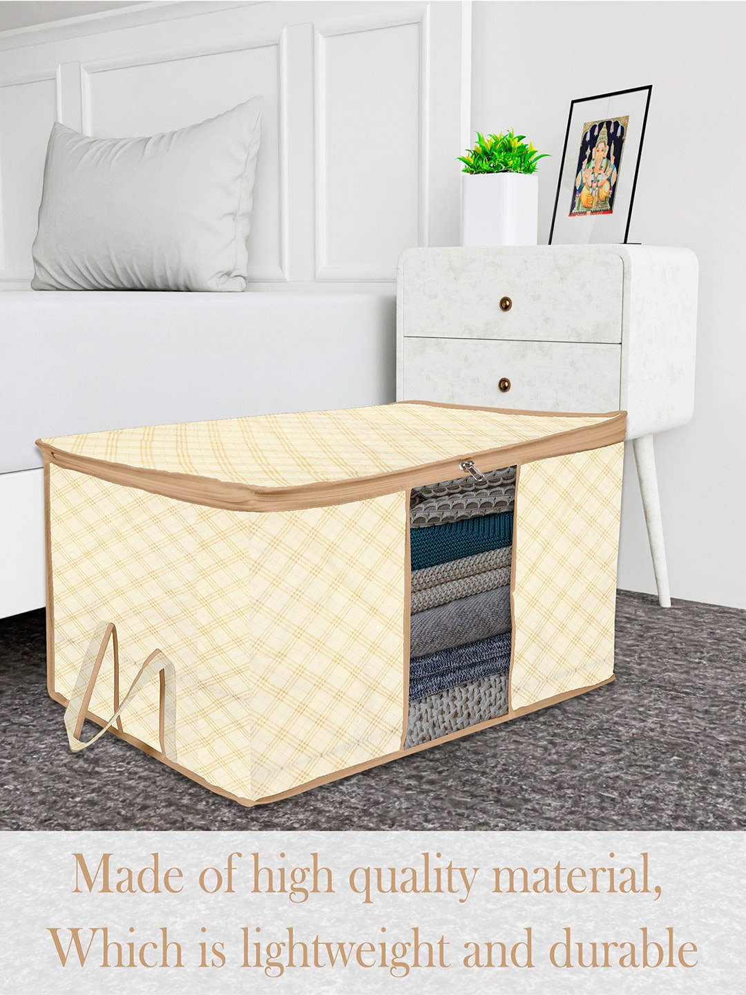 

Kuber Industries Ivory 3 Pieces Printed Underbed Storage Bag, Yellow