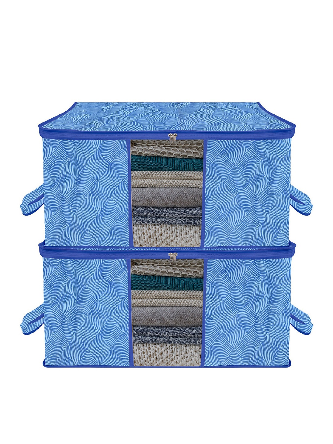 

Kuber Industries 2 Pcs Printed Underbed Storage Bag Organisers, Blue