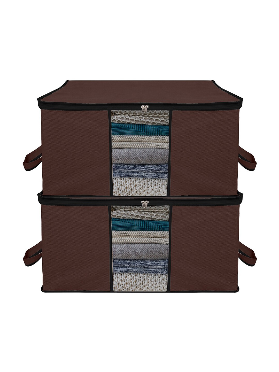 

Kuber Industries Brown 2-Pieces Printed Underbed Storage Bag