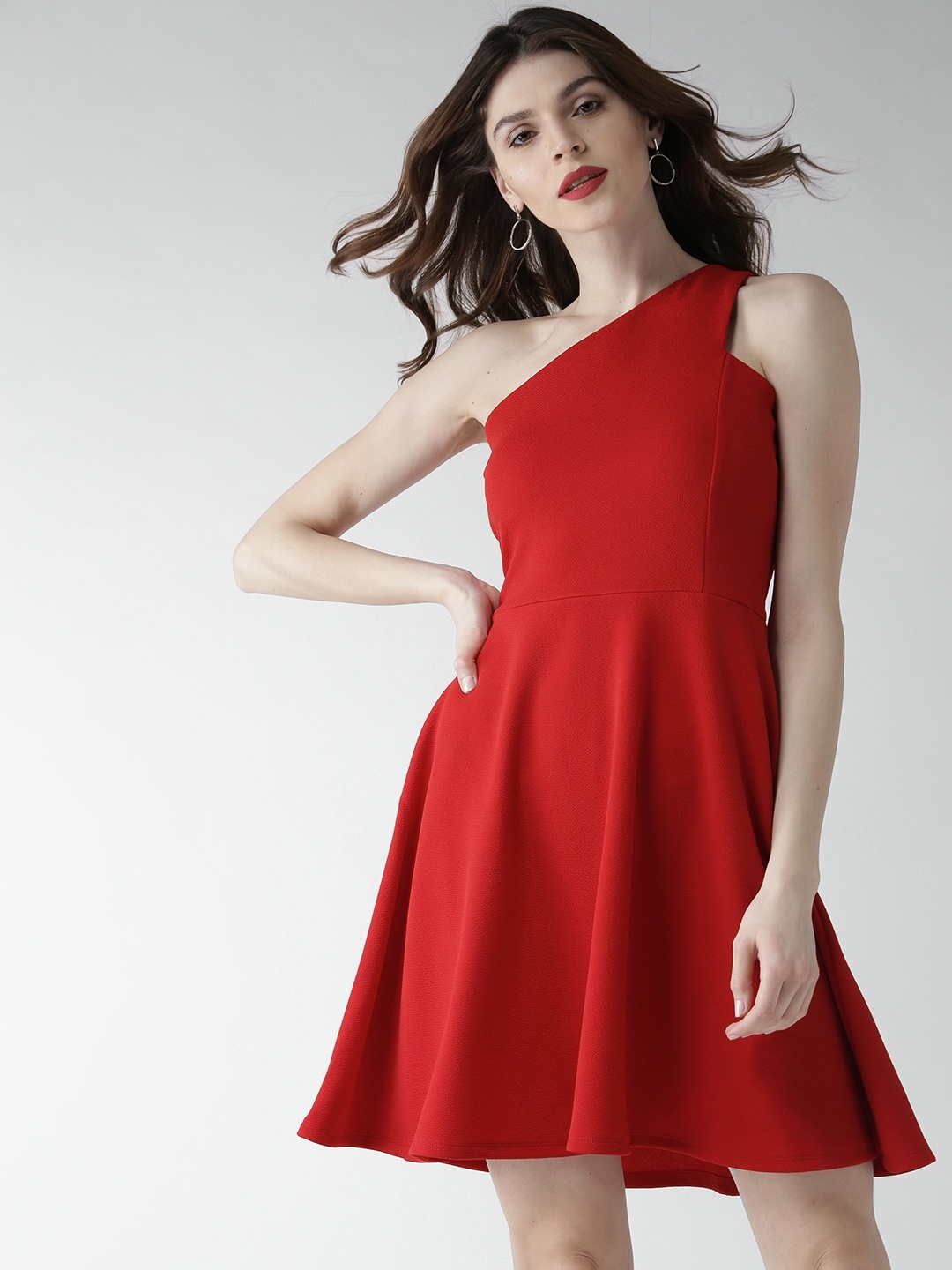 

20Dresses Red One-Shoulder Pleated Fit & Flare Dress