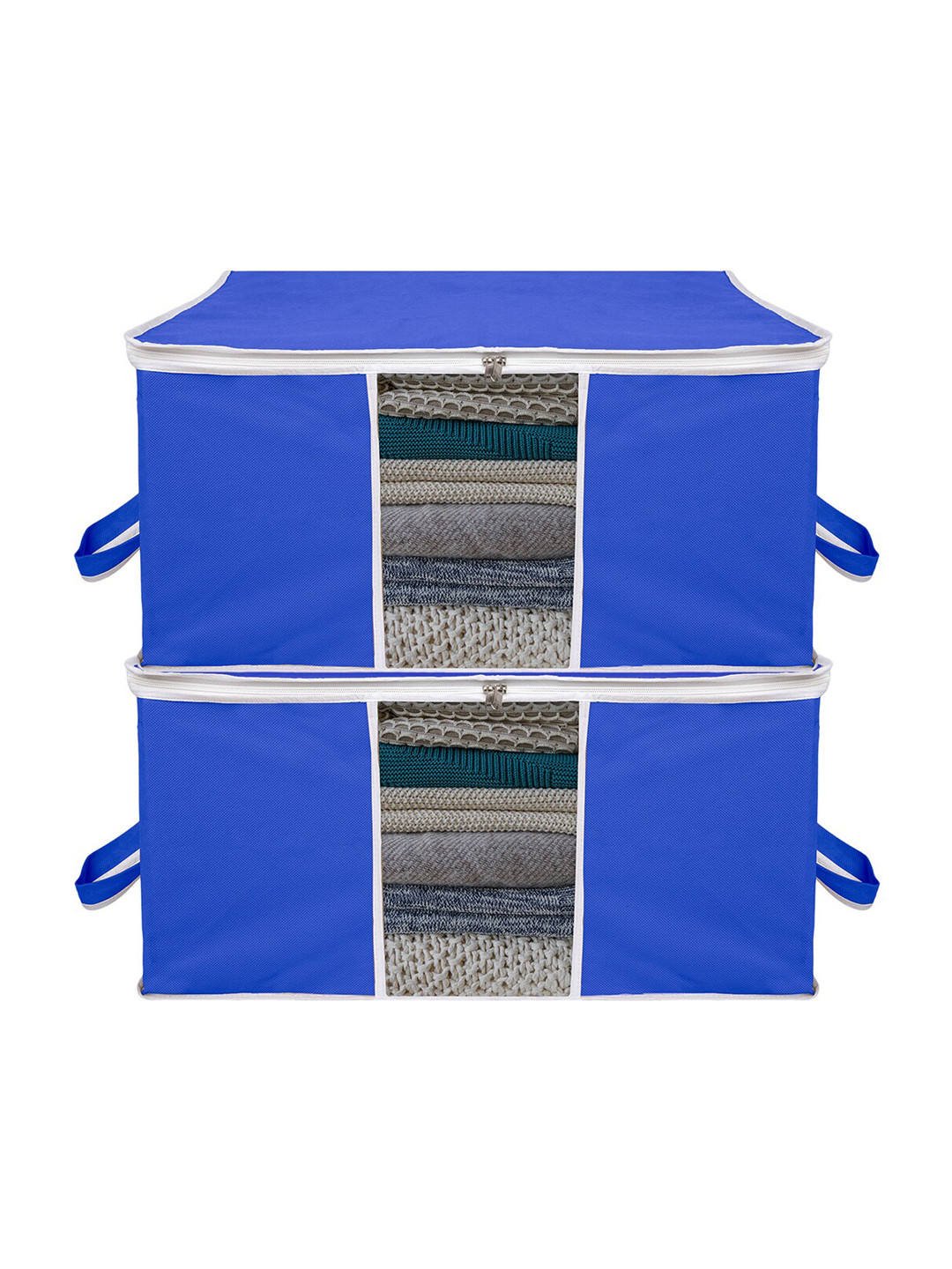 

Kuber Industries Blue 2-Pcs Large Underbed Storage Bag