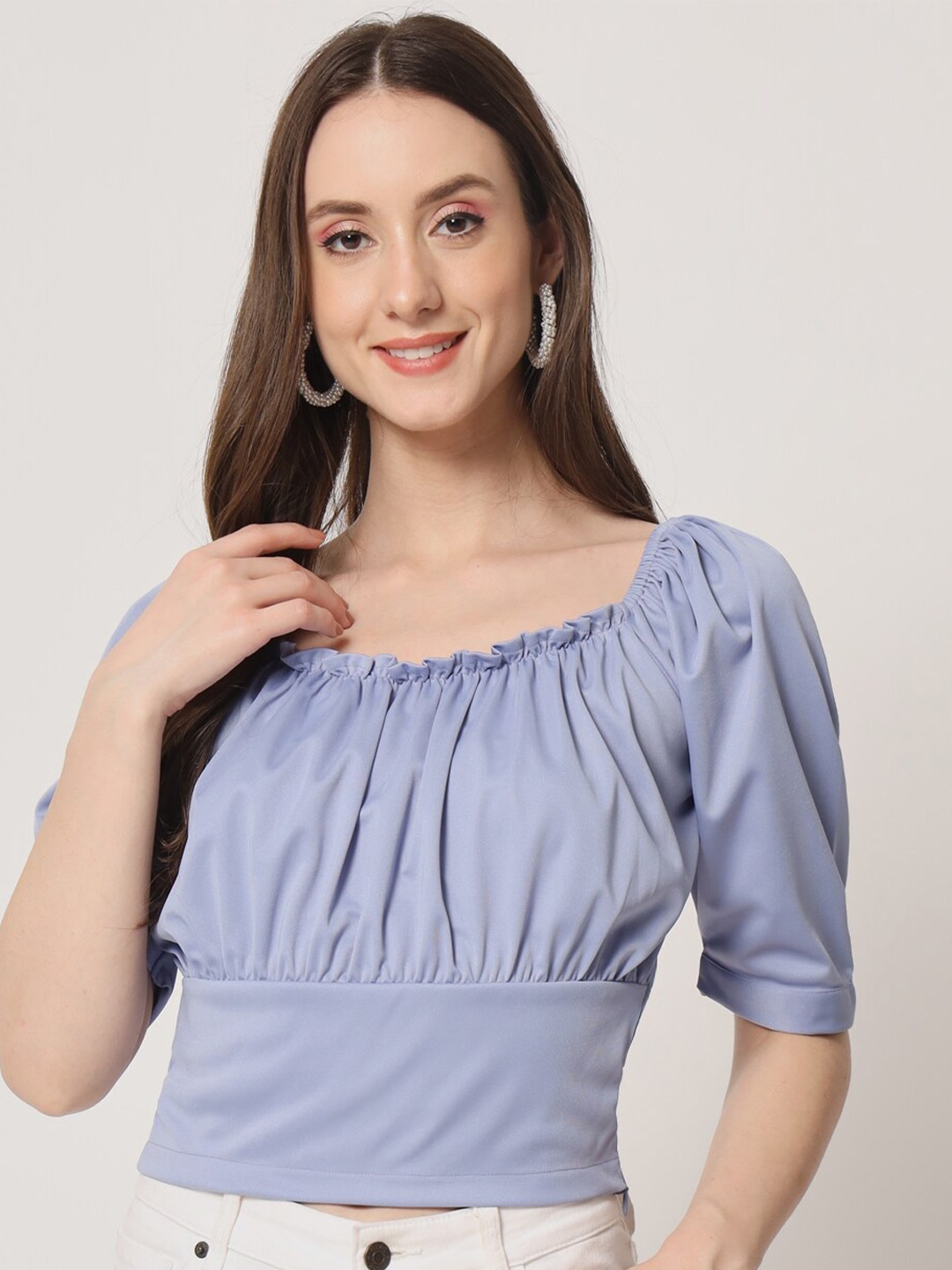 

Trend Arrest Square Neck Gathered or Pleated Top, Blue