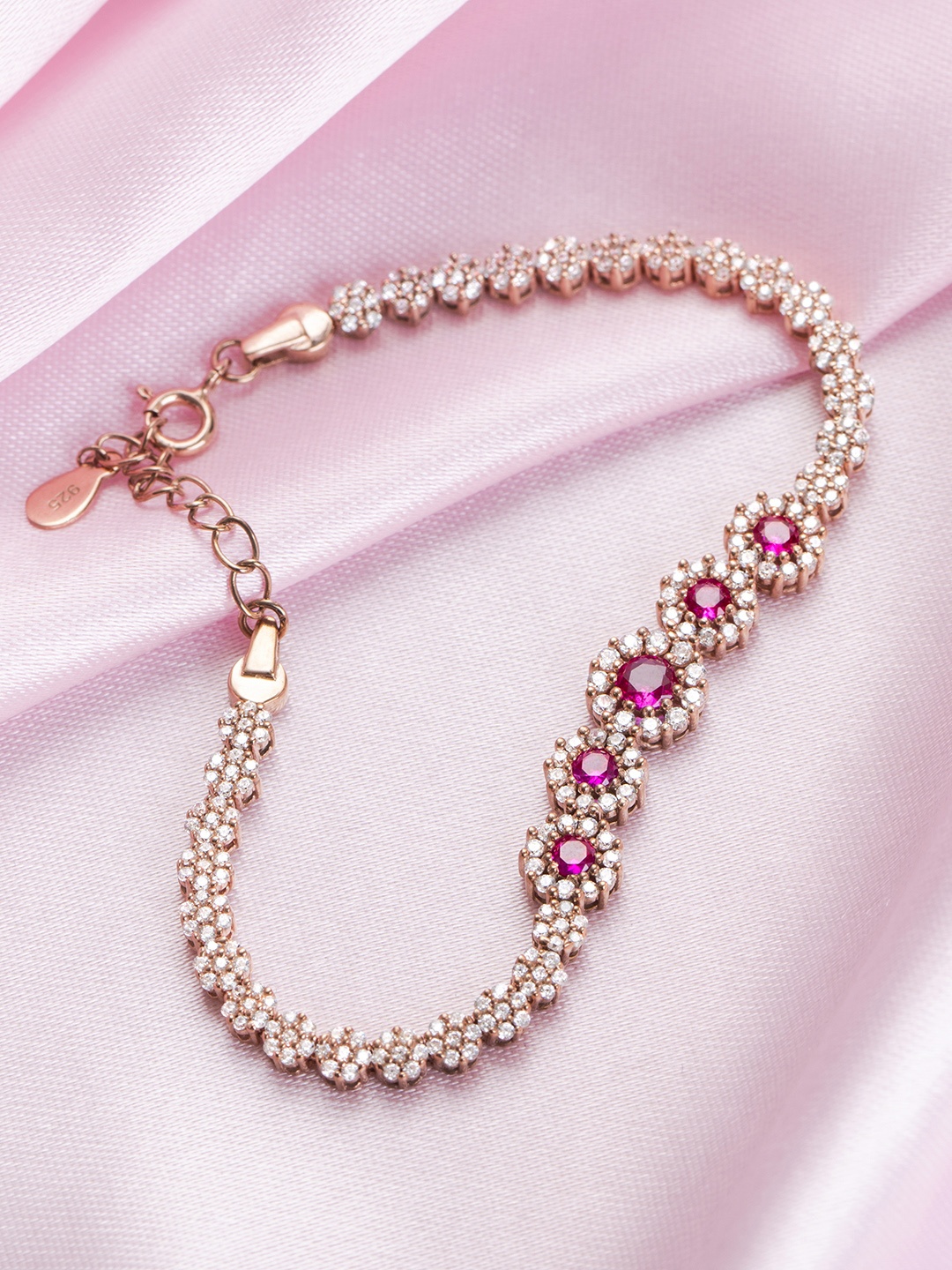 

Zavya Women Sterling Silver Cubic Zirconia Rose Gold-Plated Wraparound Bracelet