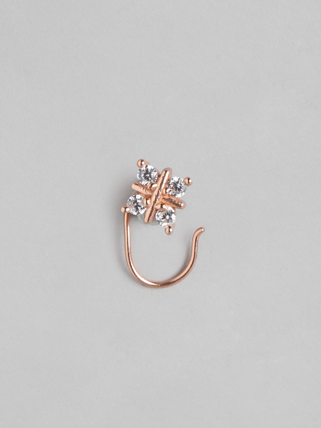 

Zavya Women Rose Gold-Plated CZ Studded Sterling Silver Stud Nose Pin